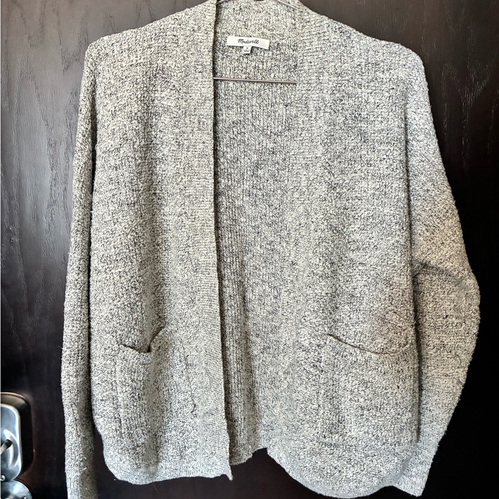Madewell Black and White Marled Knit Cardigan